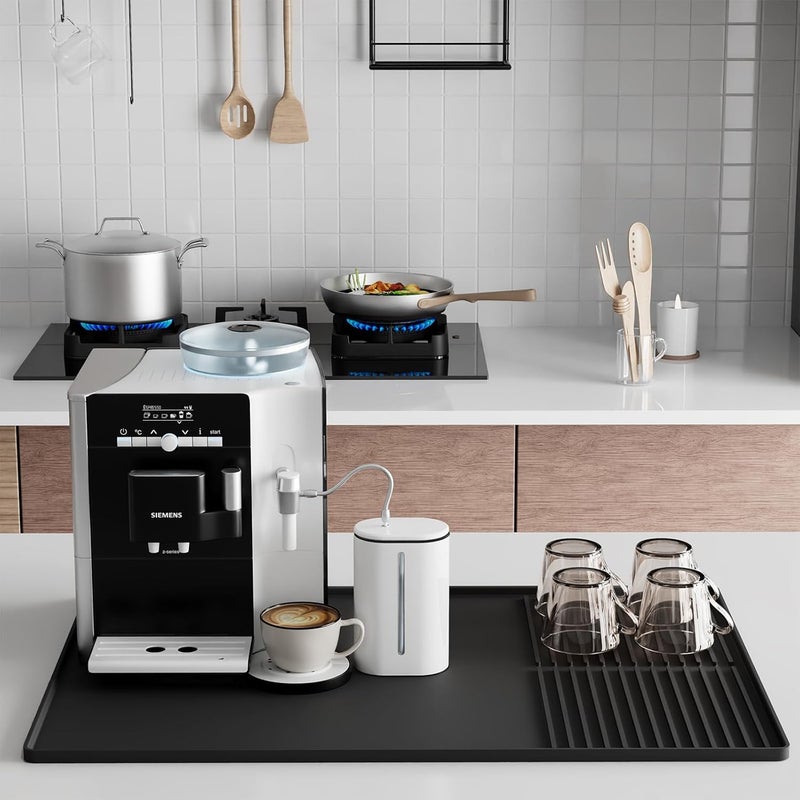 Silicone Coffee Mat: 61*40.5*1.1cm Grey Zone-Divided Design - Premium Anti-Slip Silicone Easy Clean Countertop Mat for Home Coffee Bar, Kitchen Counter, Pet Feeding Station - Image 4