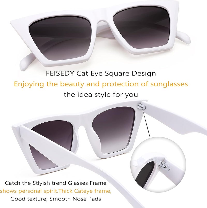 FEISEDY Vintage Square Cat Eye Sunglasses Oversized Women Fashion Sun Glasses B2473 - Image 3