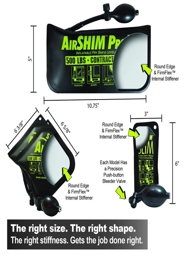Calculated Industries 1132 AirShim Inflatable Pry Bars and Leveling Tools 4-pc Value Pack - 2 Original AirShims, 1 AirShim Pro XL, and 1 AirShim Slim | Contractor-Grade Pump Wedges | Set of 4 - Image 5