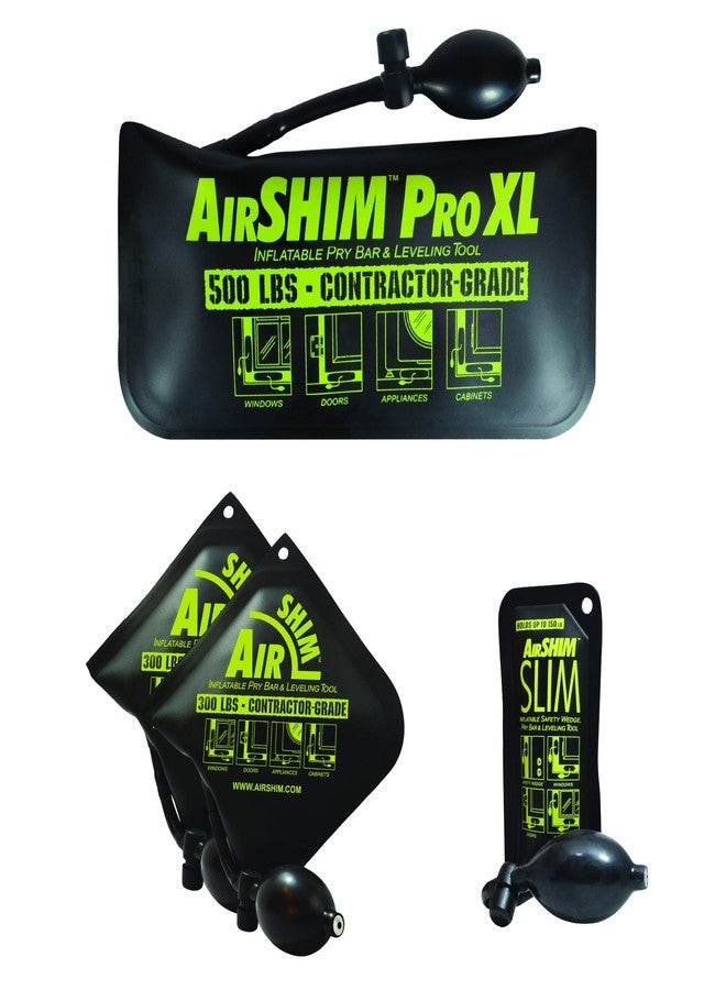 Calculated Industries 1132 AirShim Inflatable Pry Bars and Leveling Tools 4-pc Value Pack - 2 Original AirShims, 1 AirShim Pro XL, and 1 AirShim Slim | Contractor-Grade Pump Wedges | Set of 4 - Image 1
