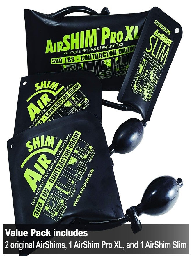 Calculated Industries 1132 AirShim Inflatable Pry Bars and Leveling Tools 4-pc Value Pack - 2 Original AirShims, 1 AirShim Pro XL, and 1 AirShim Slim | Contractor-Grade Pump Wedges | Set of 4 - Image 2