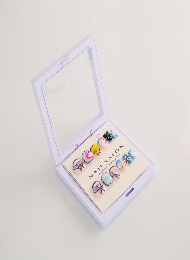 شيري بوكس مجموعة أظافر كرتونية ثلاثية الأبعاد جميلة ولطيفة من CherryBox، مكونة من 12 قطعة، للأطفال والكبار، بتصميم كرتوني كاواي مصنوع من الراتنج (أظافر متعددة الألوان)، هدية عيد ميلاد مثالية لأظافر الفتيات - Image 4