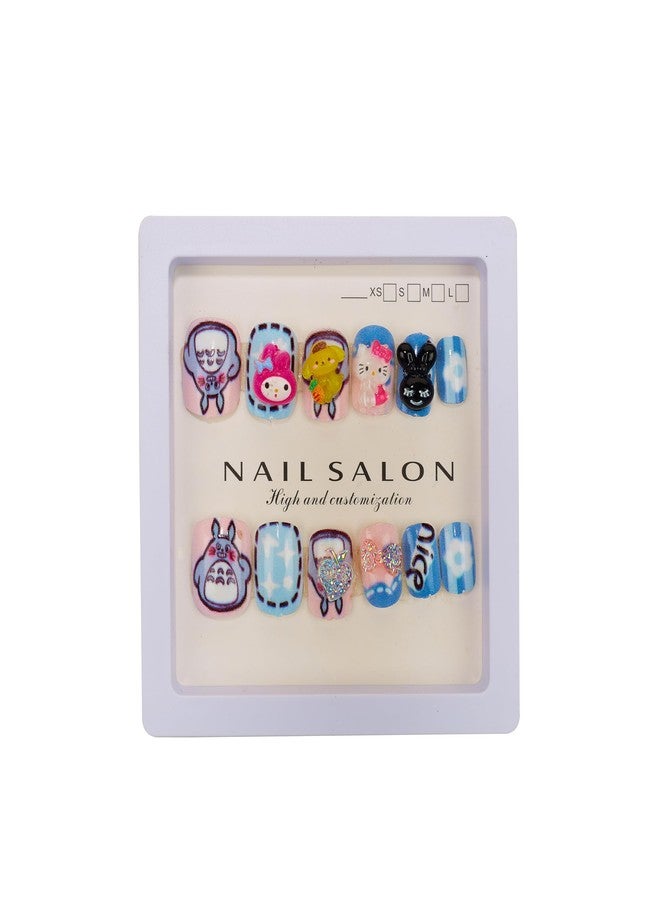 شيري بوكس مجموعة أظافر كرتونية ثلاثية الأبعاد جميلة ولطيفة من CherryBox، مكونة من 12 قطعة، للأطفال والكبار، بتصميم كرتوني كاواي مصنوع من الراتنج (أظافر متعددة الألوان)، هدية عيد ميلاد مثالية لأظافر الفتيات - Image 2