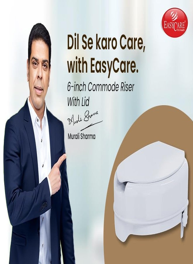 EASYCARE® Toilet Seat Riser with Lid - Commode Raiser with Secure Locking Mechanism - Enhanced Comfort and Safety, White (6 Inches) - Image 2
