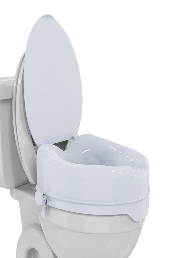 EASYCARE® Toilet Seat Riser with Lid - Commode Raiser with Secure Locking Mechanism - Enhanced Comfort and Safety, White (6 Inches) - Image 1