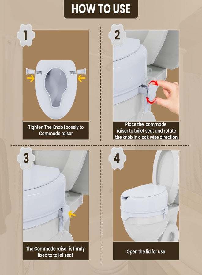 EASYCARE® Toilet Seat Riser with Lid - Commode Raiser with Secure Locking Mechanism - Enhanced Comfort and Safety, White (6 Inches) - Image 4