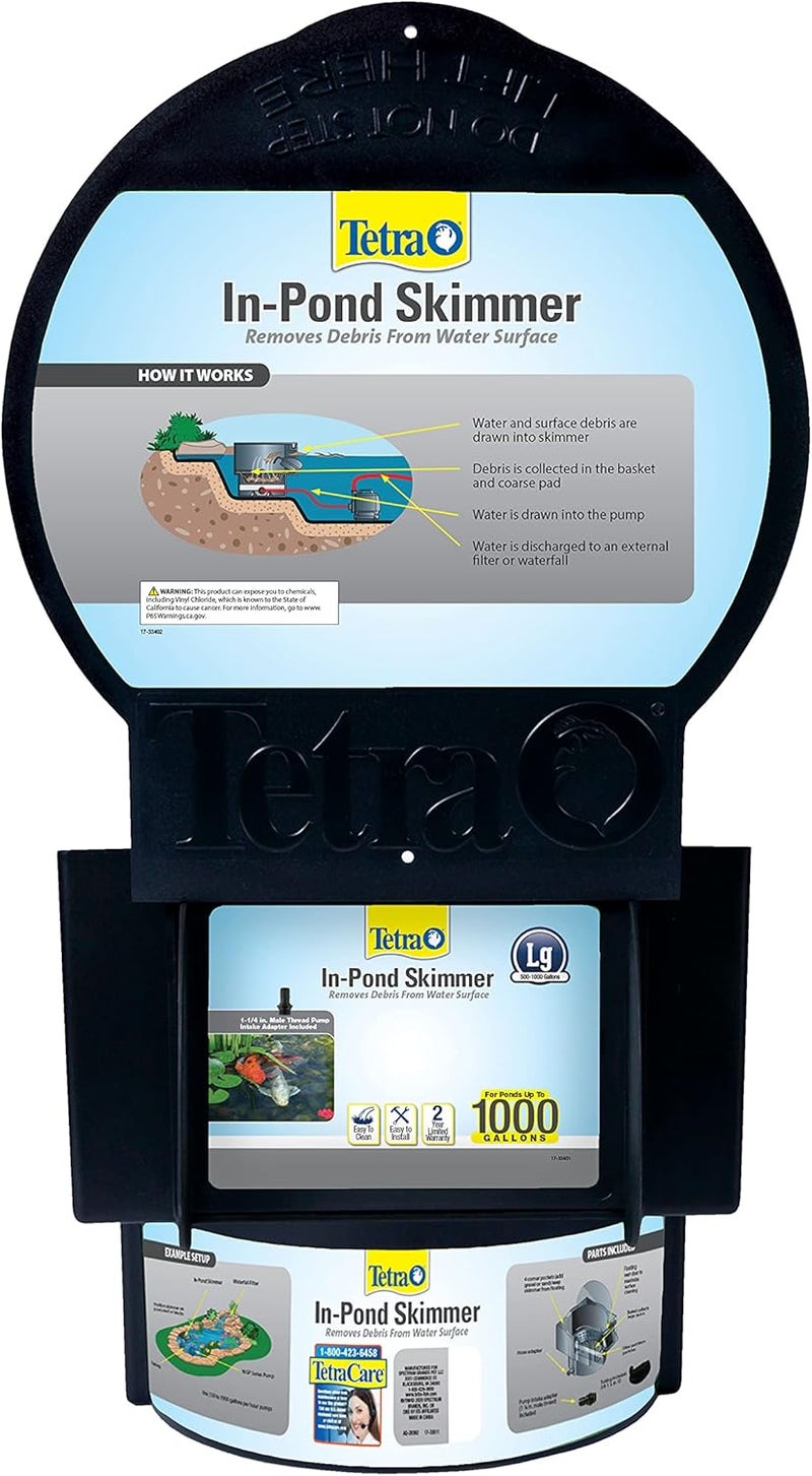 Tetra Pond In-Pond Skimmer for Large Ponds, Black - Efficient Debris Removal System - Image 1