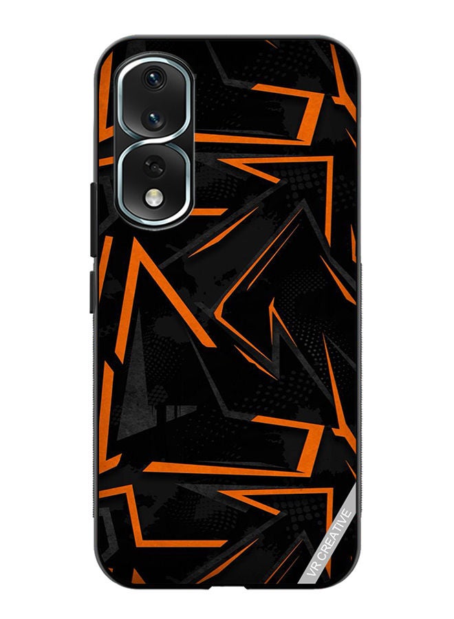 VR CREATIVE Protective Case Cover For Honor 80 Pro Black & Orrange Pattern Design Multicolour - Image 1