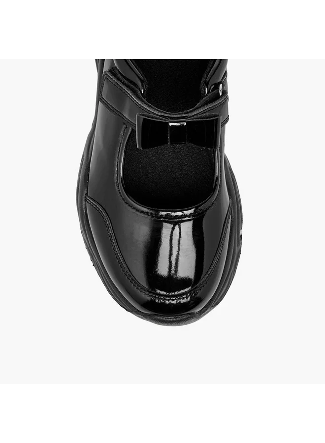 Flora Bella By Shoexpress Girls Bow Detail Mary Jane School Shoes with Hook and Loop Closure
