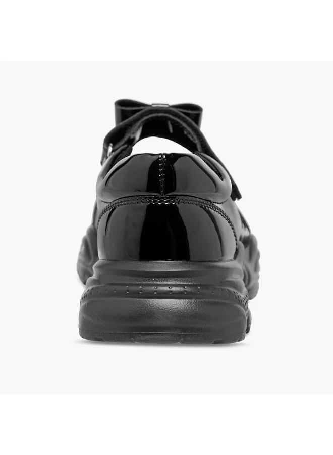 Flora Bella By Shoexpress Girls Bow Detail Mary Jane School Shoes with Hook and Loop Closure