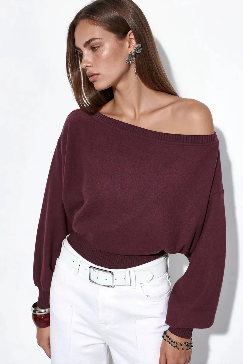 Busem BUSEM Women's Ribbed Crew Neck Sweater