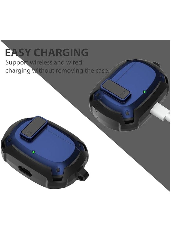 Compatible With Cover Beats Studio Buds 2021/Buds+ Case 2023, [Secure Lock] Cool Beats Studio Buds Plus Protective Cover with KeychainNew Beats Studio Ear Buds Case (Black/Blue)  - Image 2