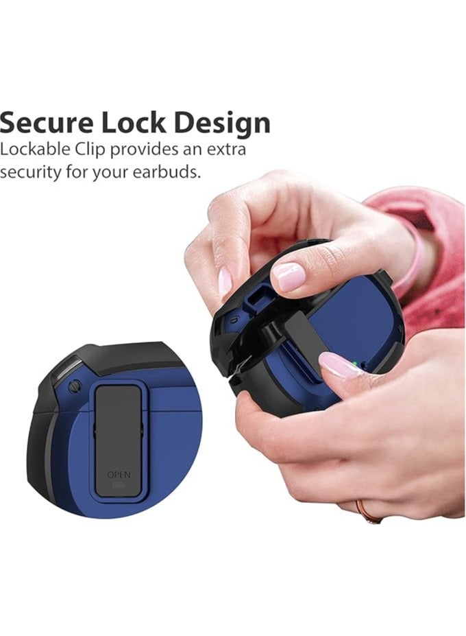 Compatible With Cover Beats Studio Buds 2021/Buds+ Case 2023, [Secure Lock] Cool Beats Studio Buds Plus Protective Cover with KeychainNew Beats Studio Ear Buds Case (Black/Blue)  - Image 4