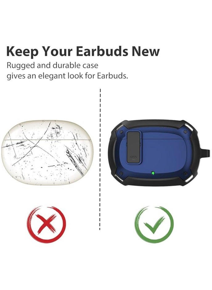 Compatible With Cover Beats Studio Buds 2021/Buds+ Case 2023, [Secure Lock] Cool Beats Studio Buds Plus Protective Cover with KeychainNew Beats Studio Ear Buds Case (Black/Blue)  - Image 5