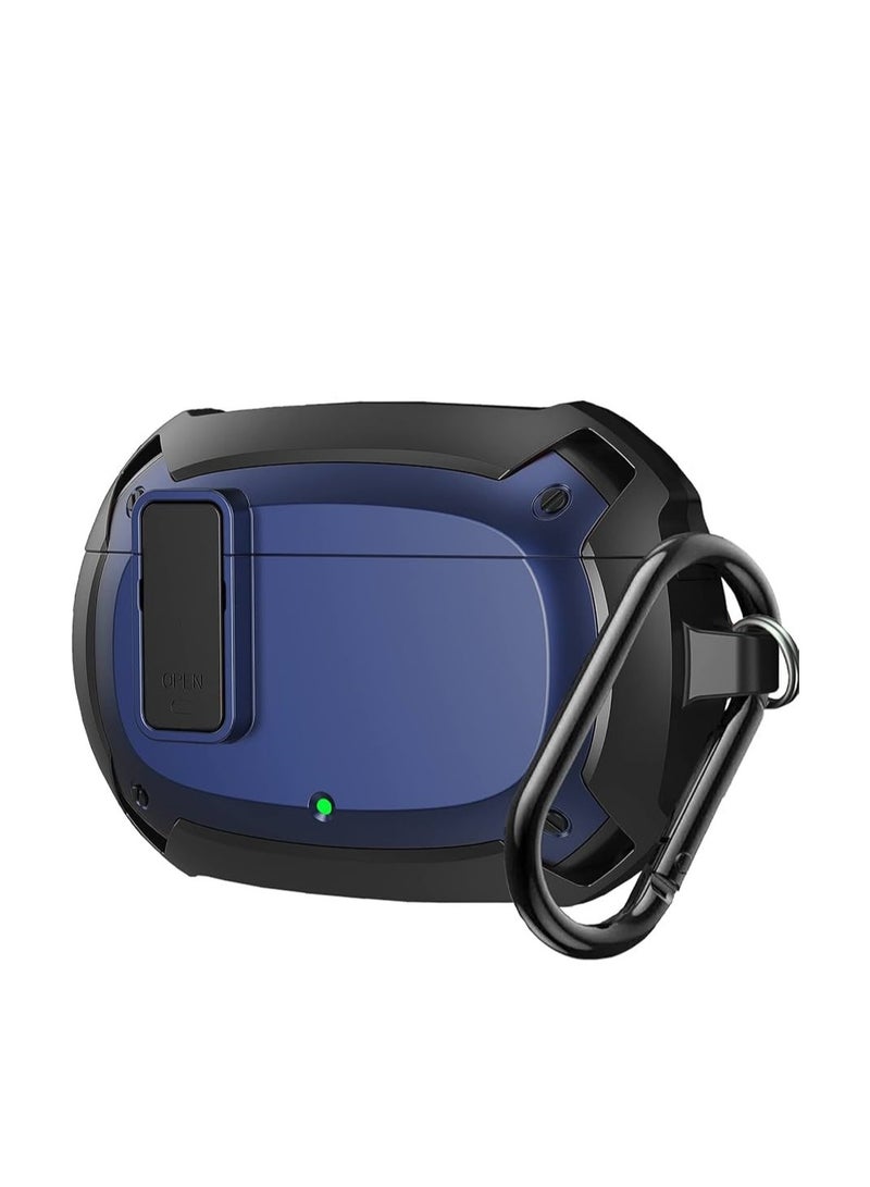 Compatible With Cover Beats Studio Buds 2021/Buds+ Case 2023, [Secure Lock] Cool Beats Studio Buds Plus Protective Cover with KeychainNew Beats Studio Ear Buds Case (Black/Blue)  - Image 1