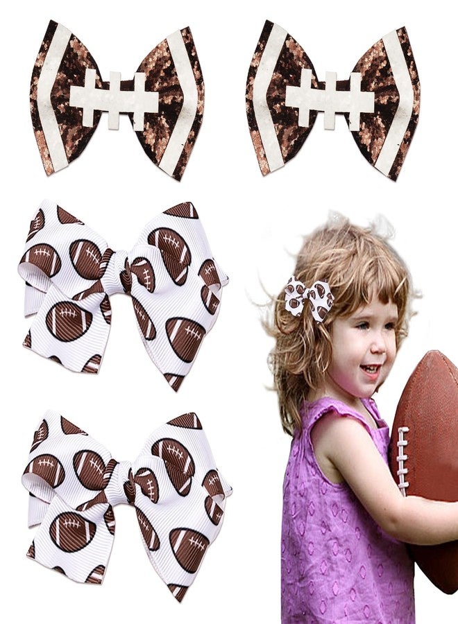 Glodecart 4PCS Football Hair Clips for Girls Party, Glitter Ribbon Cute Football Hair Clips Accessories for Kids Decoration, Sports-themed Football Bow Knot Hairpin Hair Accessories - Image 1
