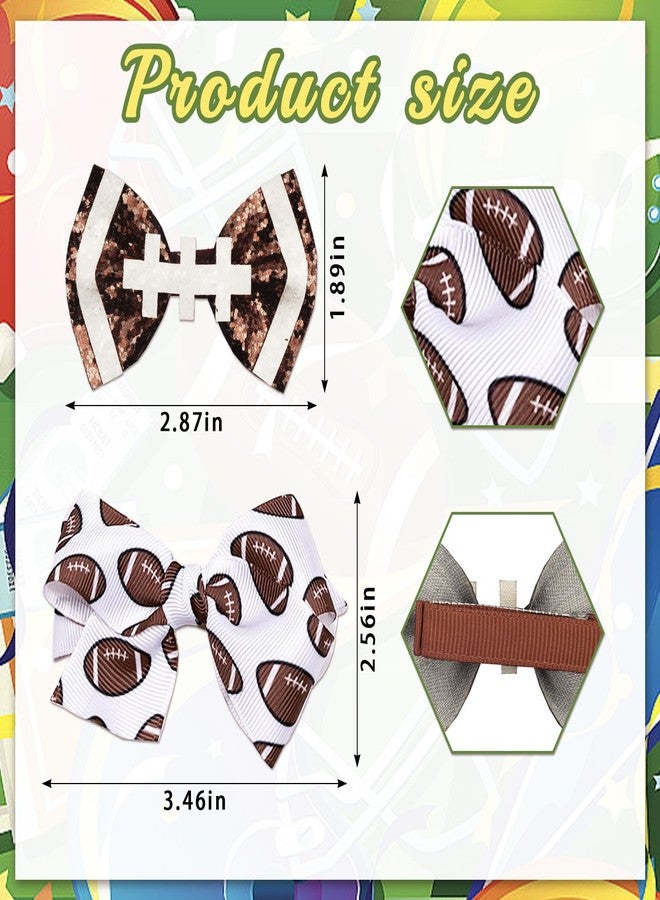 Glodecart 4PCS Football Hair Clips for Girls Party, Glitter Ribbon Cute Football Hair Clips Accessories for Kids Decoration, Sports-themed Football Bow Knot Hairpin Hair Accessories - Image 2
