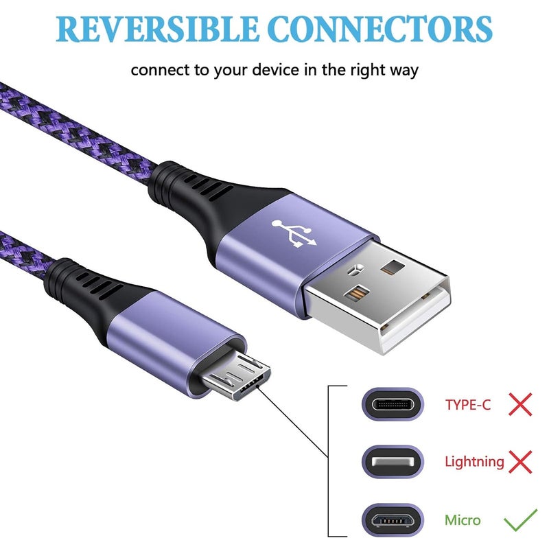 AILKIN Micro USB Cable, [4Pack/3Ft] Android USB Male to Micro B Charger Cord, Fast Charging Speed Data Wire Nylon Colored Braided Powerline Cable for Galaxy S7 S6 J7 J3 J8 A01, Kindle Fire Droid, Moto G4 G5 - Image 5