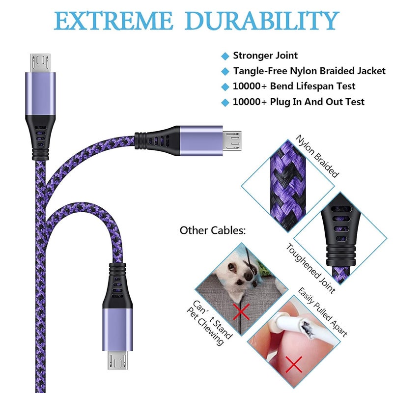 AILKIN Micro USB Cable, [4Pack/3Ft] Android USB Male to Micro B Charger Cord, Fast Charging Speed Data Wire Nylon Colored Braided Powerline Cable for Galaxy S7 S6 J7 J3 J8 A01, Kindle Fire Droid, Moto G4 G5 - Image 2