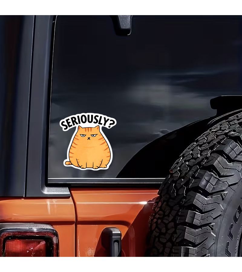 Chubby Orange Cat Glossy Scratch Resistant Decals For Laptop Car Toolbox 1pc - Image 5