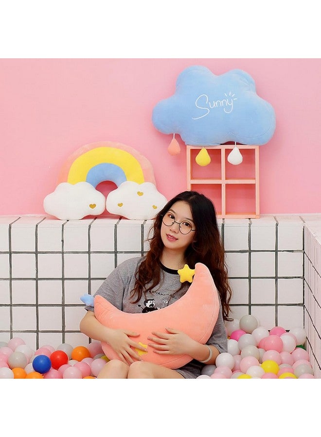 NatureMan Moon Rainbow Cloud Pillow Cushion, Soft Plush Cloud Shaped Pillow Stuffed Rainbow and Moon Nursery Decor,Bedside Sofa Sleeping Pillow, Kids Cute Candy Color Cushion - Image 4