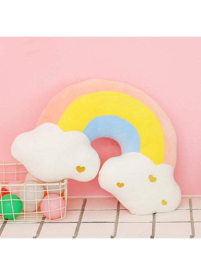 NatureMan Moon Rainbow Cloud Pillow Cushion, Soft Plush Cloud Shaped Pillow Stuffed Rainbow and Moon Nursery Decor,Bedside Sofa Sleeping Pillow, Kids Cute Candy Color Cushion - Image 2