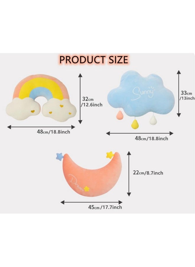 NatureMan Moon Rainbow Cloud Pillow Cushion, Soft Plush Cloud Shaped Pillow Stuffed Rainbow and Moon Nursery Decor,Bedside Sofa Sleeping Pillow, Kids Cute Candy Color Cushion - Image 3