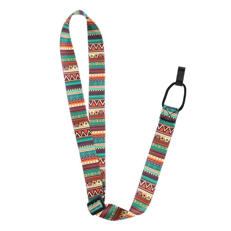 Adjustable Ukulele Strap Vibrant Pattern Durable Nylon Construction Universal Instrument Strap - Compact Design Secure Hook for Standing Performance - Image 4