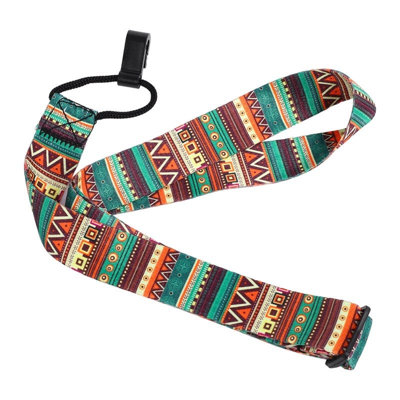 Adjustable Ukulele Strap Vibrant Pattern Durable Nylon Construction Universal Instrument Strap - Compact Design Secure Hook for Standing Performance - Image 1