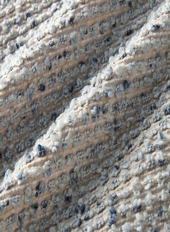 Allorry Decorative Couch Throw Pillow Covers 18x18 Set of 2 Blue Striped Soft Wool Pillow Covers Neutral Textured Boho Cushion Covers for Modern Farmhouse Sofa Bedroom Living Room Decor SY012-C18 - Image 3