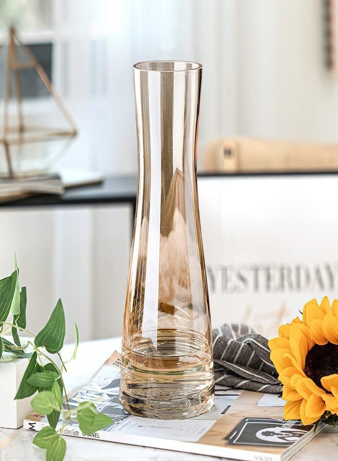 UM Creaciones Amber widebottom Glass Vase Perfect for Wedding & Home Decorative for Home Decor Living Room Office Set of 1, Cylindrical - Image 2