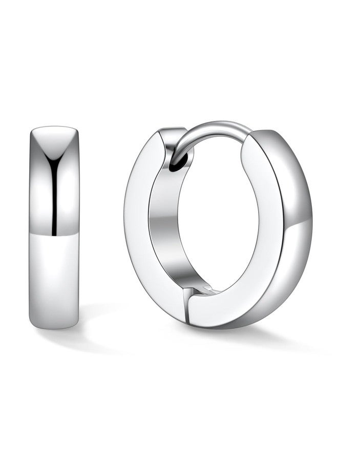 U7 Small Silver Hoop Earrings, 9mm Silver Huggie Hoop Earrings, Hypoallergenic Stainless Steel Flat Hoop Earrings for Women Christmas Gift - Image 1