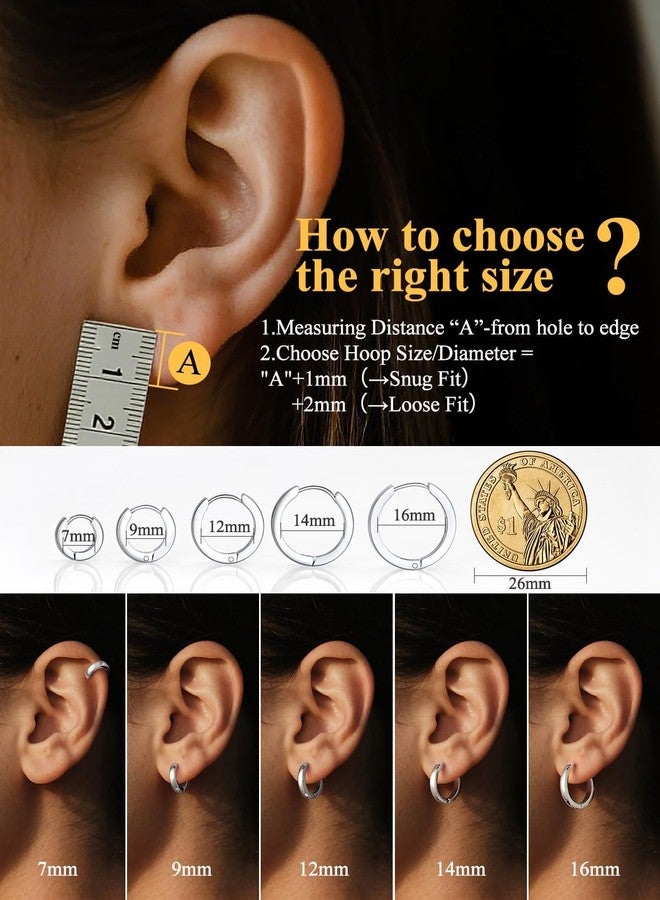 U7 Small Silver Hoop Earrings, 9mm Silver Huggie Hoop Earrings, Hypoallergenic Stainless Steel Flat Hoop Earrings for Women Christmas Gift - Image 4