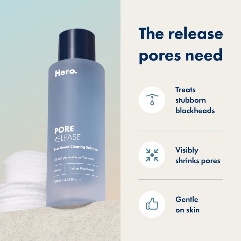 Hero Cosmetics Pore Release Blackhead Clearing Solution, Exfoliating 2% Salicylic Acid Toner Featuring AHA and PHA, Blackhead Remover Toner, 100 ml - Image 3
