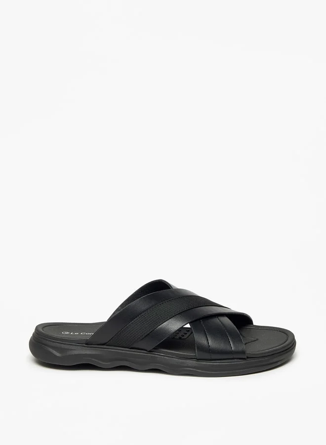 Le Confort Textured Slip-On Cross Strap Sandals