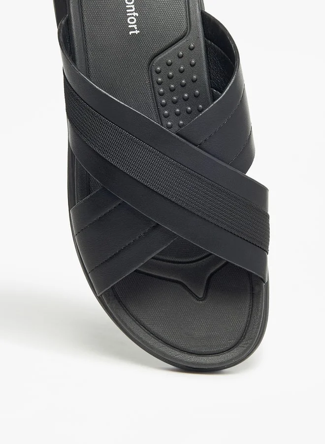 Le Confort Textured Slip-On Cross Strap Sandals