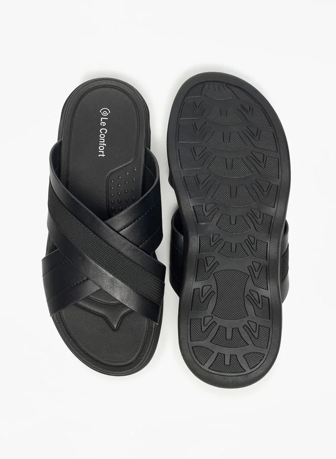 Le Confort Textured Slip-On Cross Strap Sandals