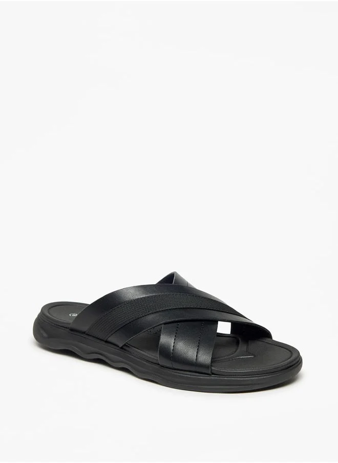 لو كونفورت Textured Slip-On Cross Strap Sandals