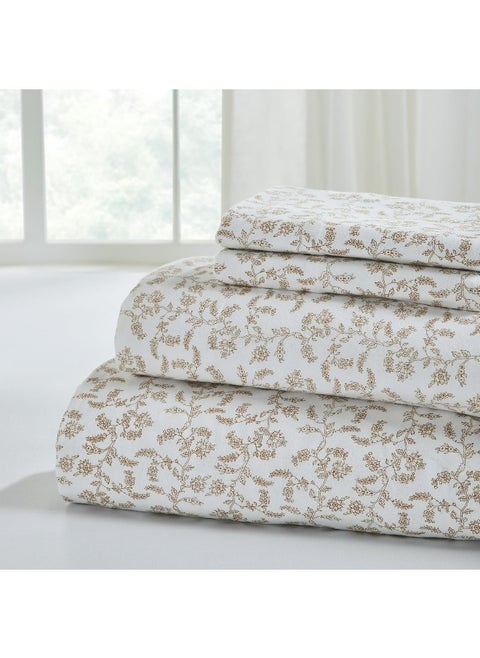 Modern Threads 4-Piece 100% Cotton Flannel Sheet Set – Soft and Durable for Every Season, Vevian Queen