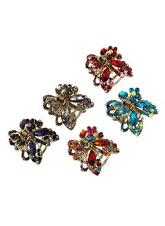 minkissy Inkissy 5Pcs Mini Hair Claw Clips Rhinestone Butterfly Jaw Clips Vintage Metal Barrettes Crystal Hair Accessories For Women Girls  - Image 2