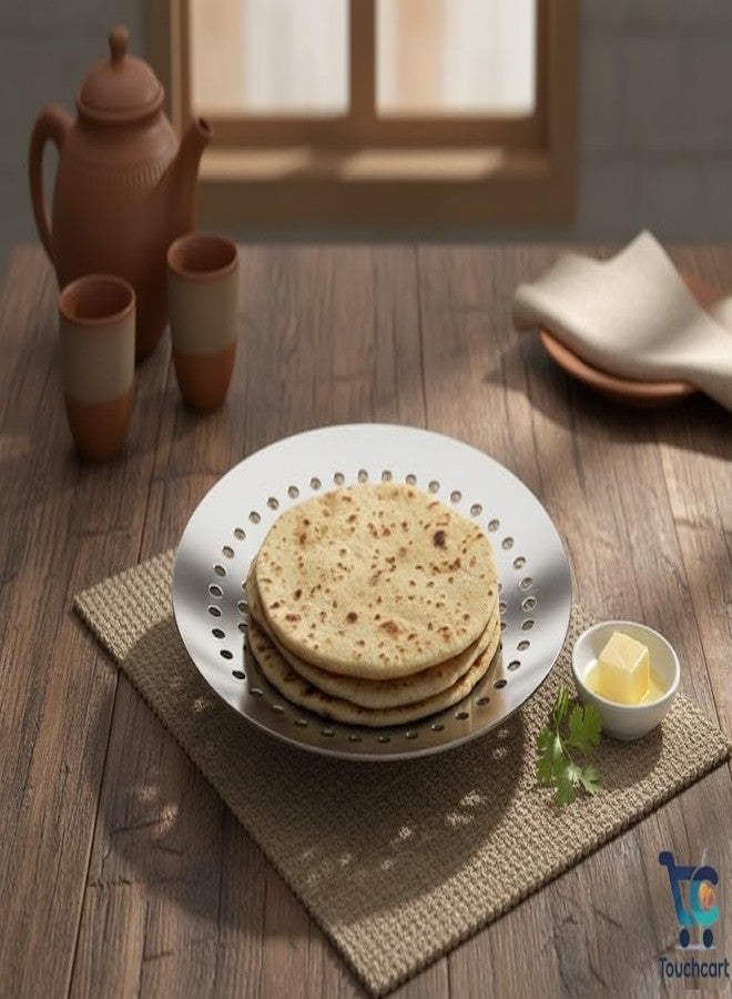 Touchcart Stainless Steel Chapati Basket Roti Holder for Dining Table 9 Inch Round Bread Naan Paratha Serving Plate Rust Resistant Durable Kitchen & Dinnerware Serveware (Big 9 Inch) - Image 4