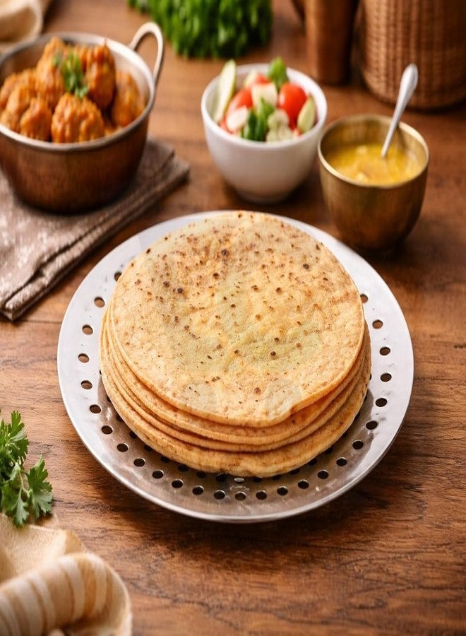 Touchcart Stainless Steel Chapati Basket Roti Holder for Dining Table 9 Inch Round Bread Naan Paratha Serving Plate Rust Resistant Durable Kitchen & Dinnerware Serveware (Big 9 Inch) - Image 2