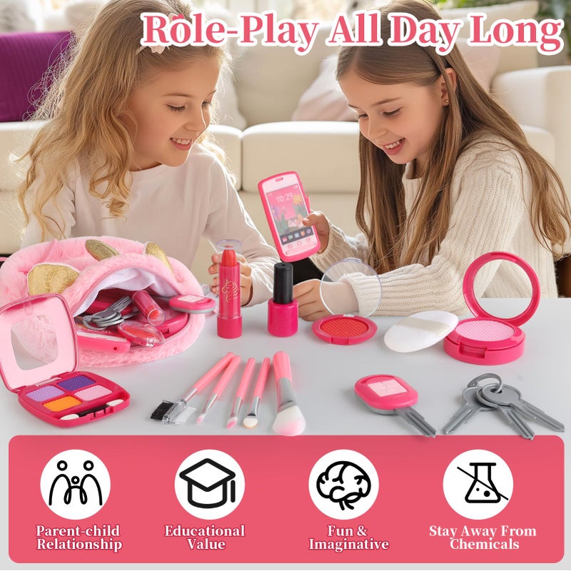 Woumserta Unicorn Pretend Makeup for Toddlers, Fake Makeup Set for Kids, Unicorn Gifts Play Makeup Kit for Little Girls Age 3 4 5 6, Pretend Play Toys for 3 4 5 6 Year Old Girls Birthday Gifts - Image 5