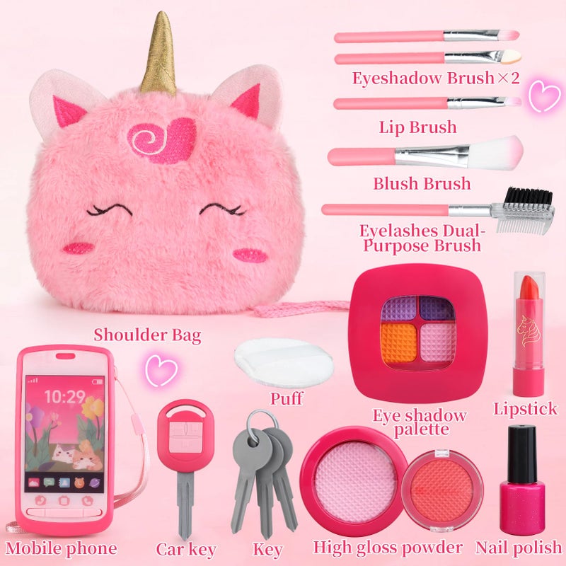 Woumserta Unicorn Pretend Makeup for Toddlers, Fake Makeup Set for Kids, Unicorn Gifts Play Makeup Kit for Little Girls Age 3 4 5 6, Pretend Play Toys for 3 4 5 6 Year Old Girls Birthday Gifts - Image 2
