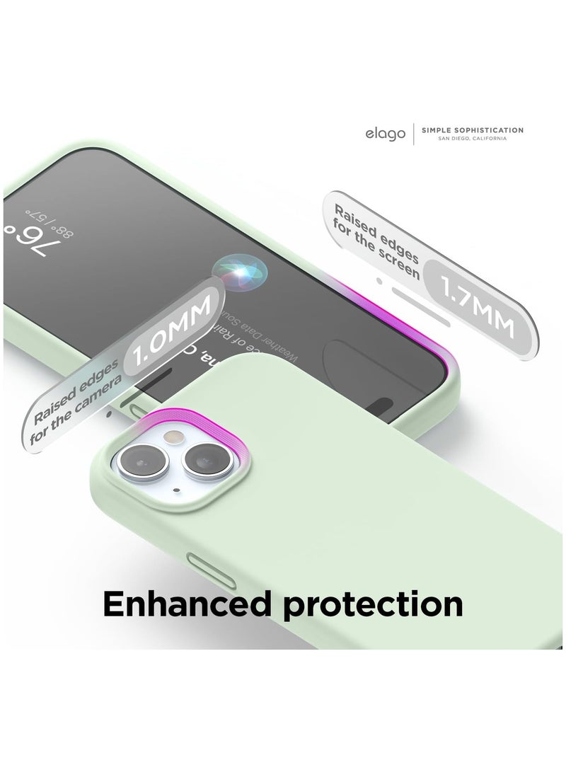 elago Liquid Silicone for iPhone 15 case cover Full Body Protection, Shockproof, Slim, Anti-Scratch Soft Microfiber Lining - Soft Mint - Image 5