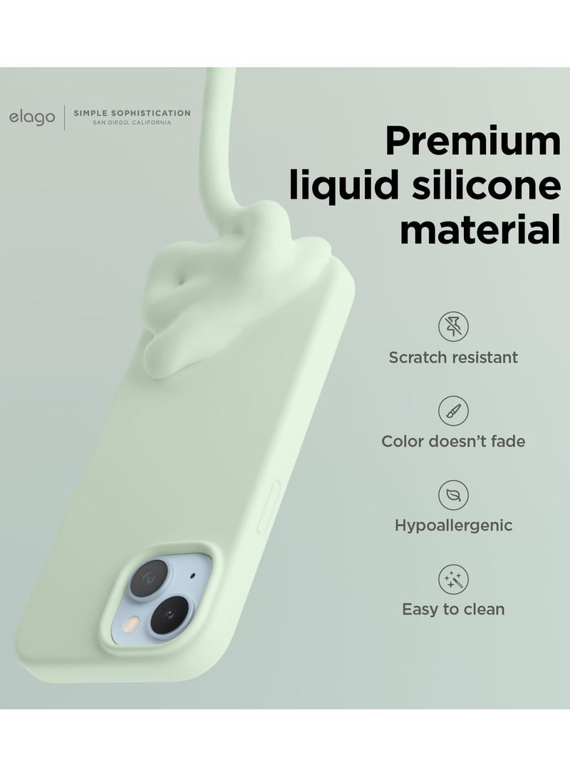 elago Liquid Silicone for iPhone 15 case cover Full Body Protection, Shockproof, Slim, Anti-Scratch Soft Microfiber Lining - Soft Mint - Image 3