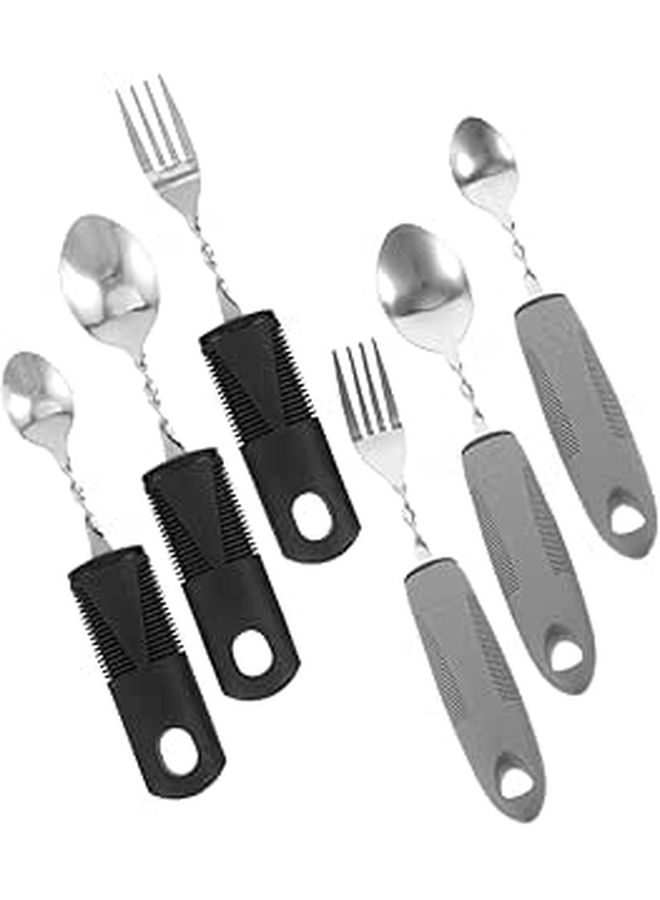 ABOOFAN 6Pcs Weighted Adaptive Utensils for Disabled Elderly Ergonomic Handle Fork Spoon - Image 1