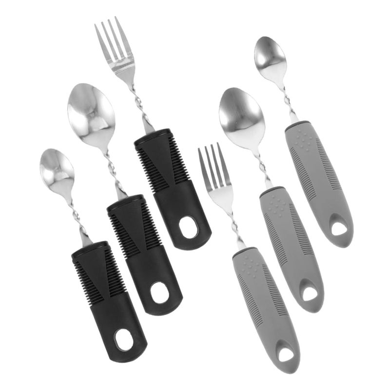 ABOOFAN 6Pcs Weighted Adaptive Utensils for Disabled Elderly Ergonomic Handle Fork Spoon - Image 2