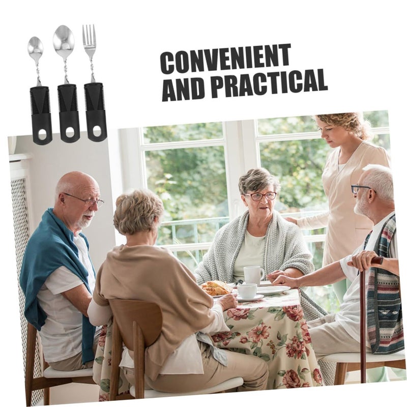 ABOOFAN 6Pcs Weighted Adaptive Utensils for Disabled Elderly Ergonomic Handle Fork Spoon - Image 5