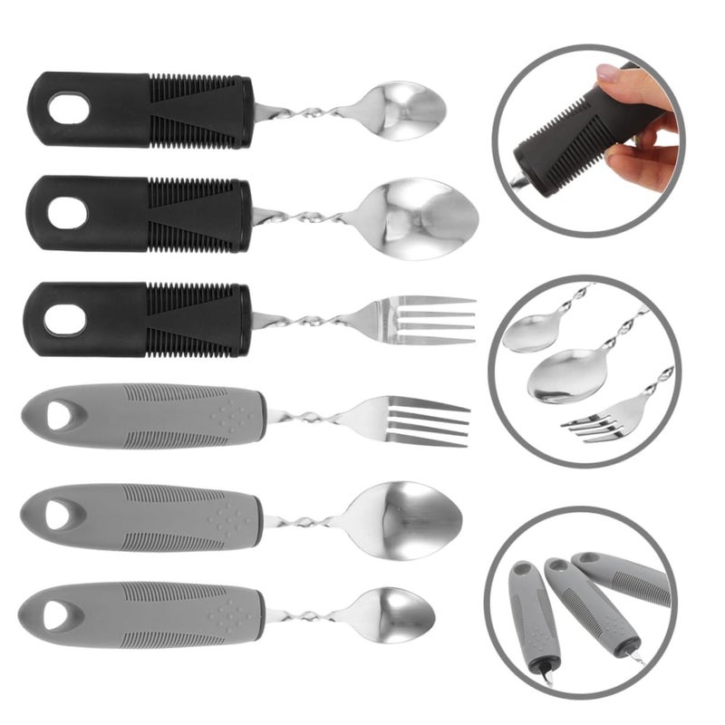 ABOOFAN 6Pcs Weighted Adaptive Utensils for Disabled Elderly Ergonomic Handle Fork Spoon - Image 3